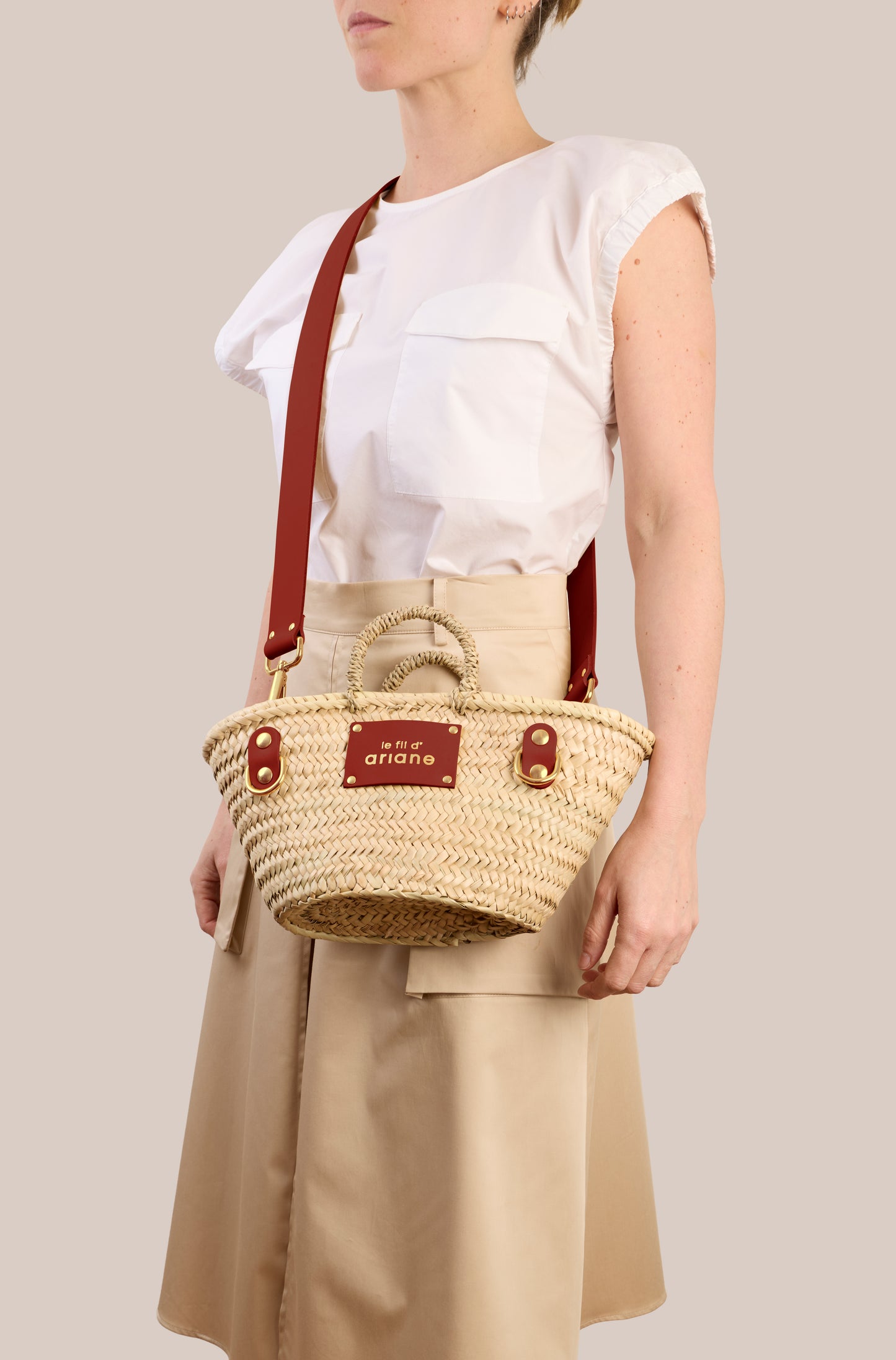 Cesto El mini - Talla XS - Asas anchas burdeos