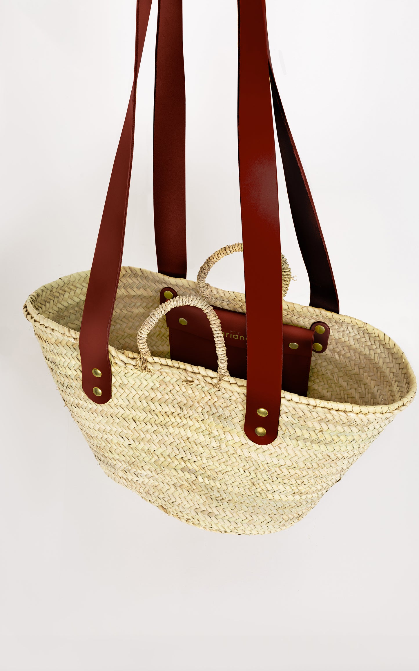 Le Citadin Basket - Size M - Wide burgundy handles