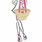 Shopping Basket - Size L - Wide pink handles