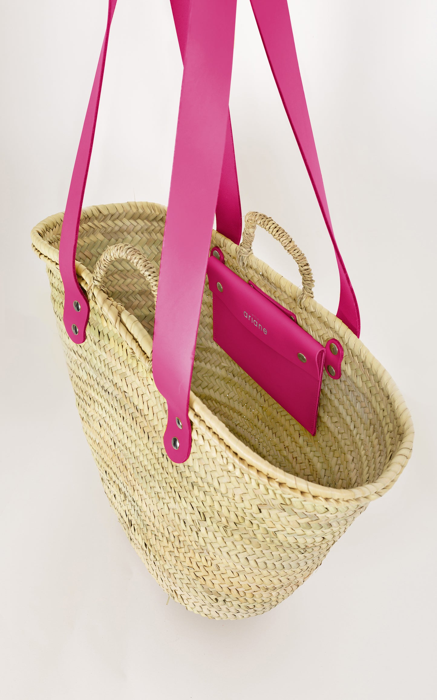 Shopping Basket - Size L - Wide pink handles