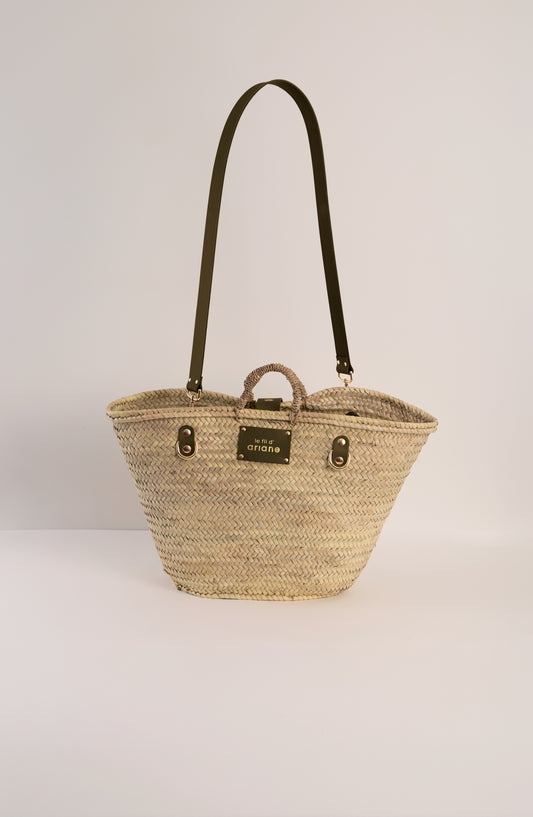 Shopping Basket - Size L - Wide khaki handles