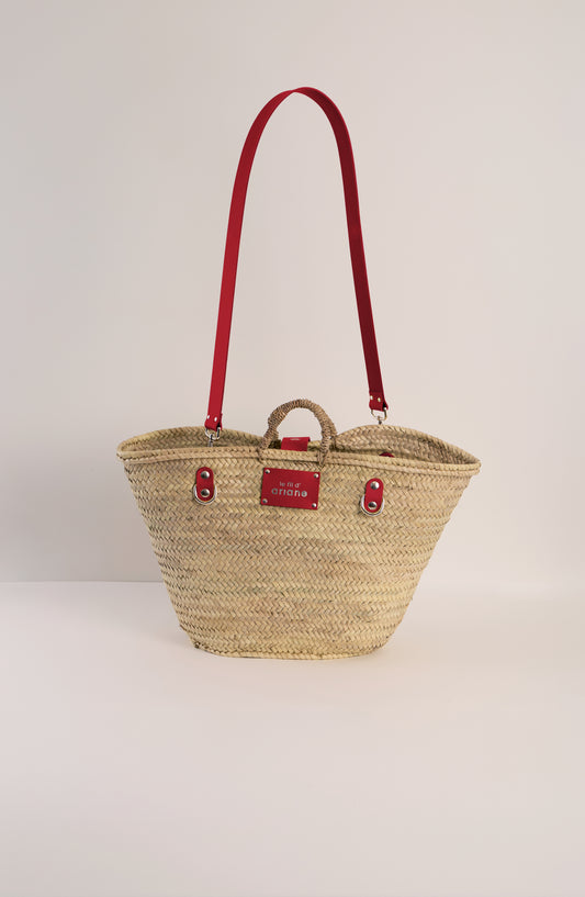 Shopping Basket - Size L - Wide red handles