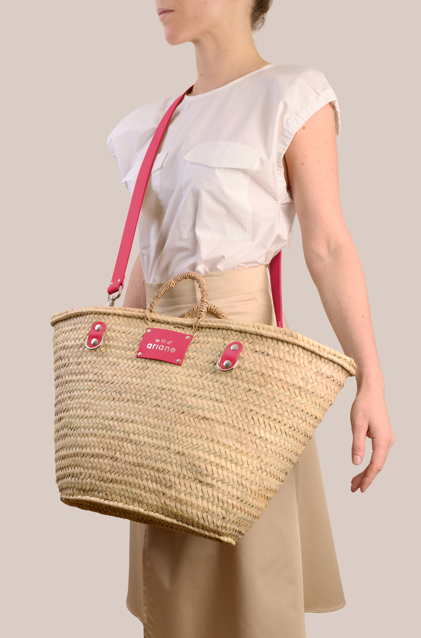 Shopping bag - Size L - Pink Handles