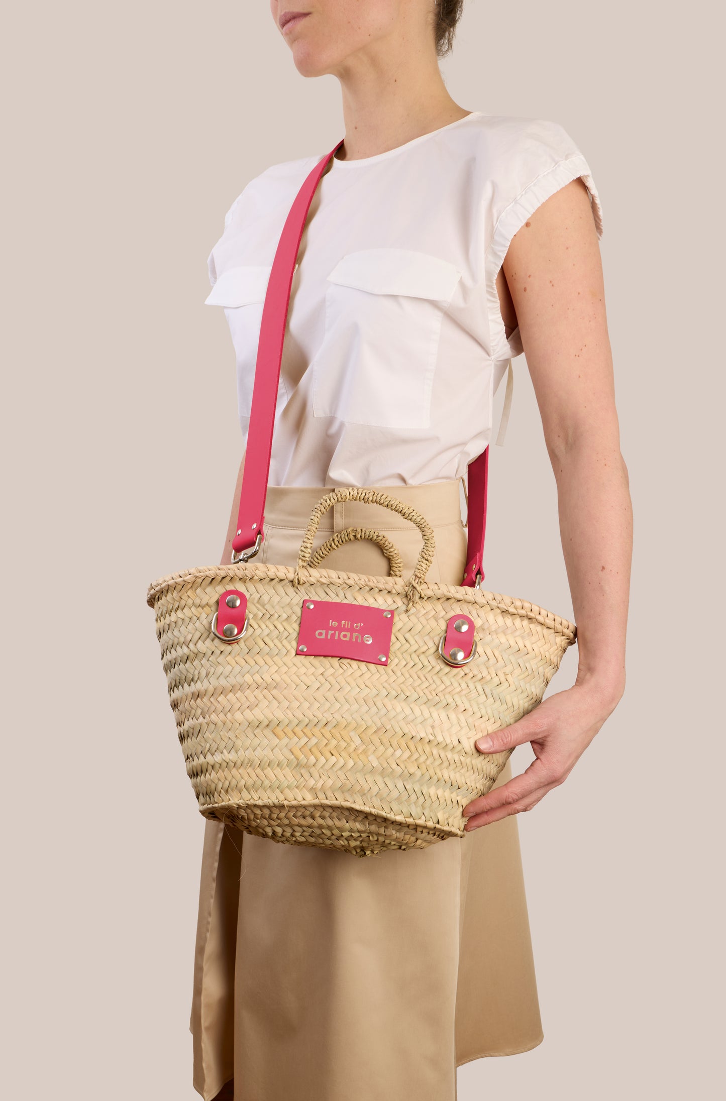 Cesta El día a día - Talla S - Asas anchas rosas
