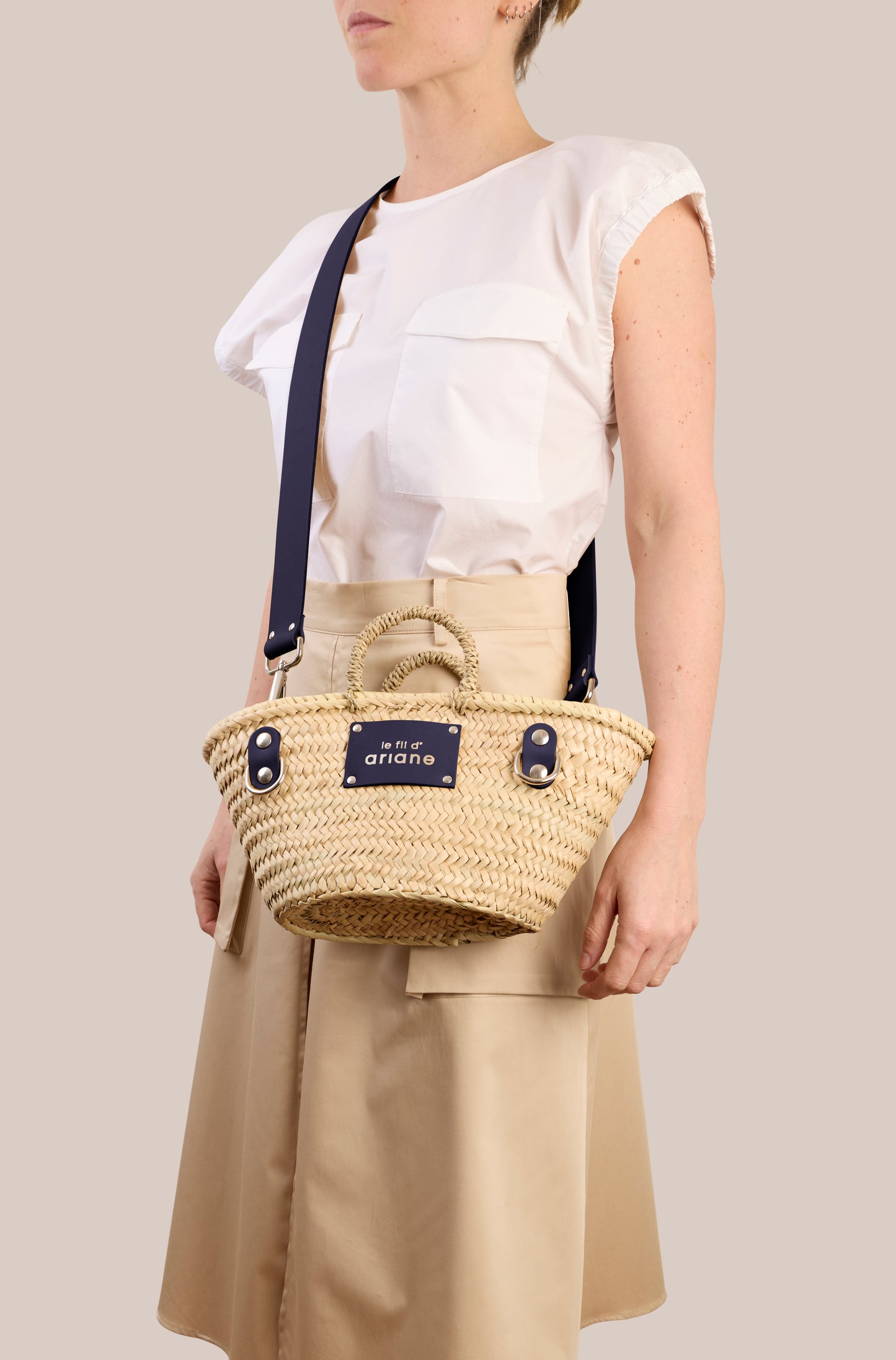 Panier Le mini - Taille XS - Anses larges bleu marine