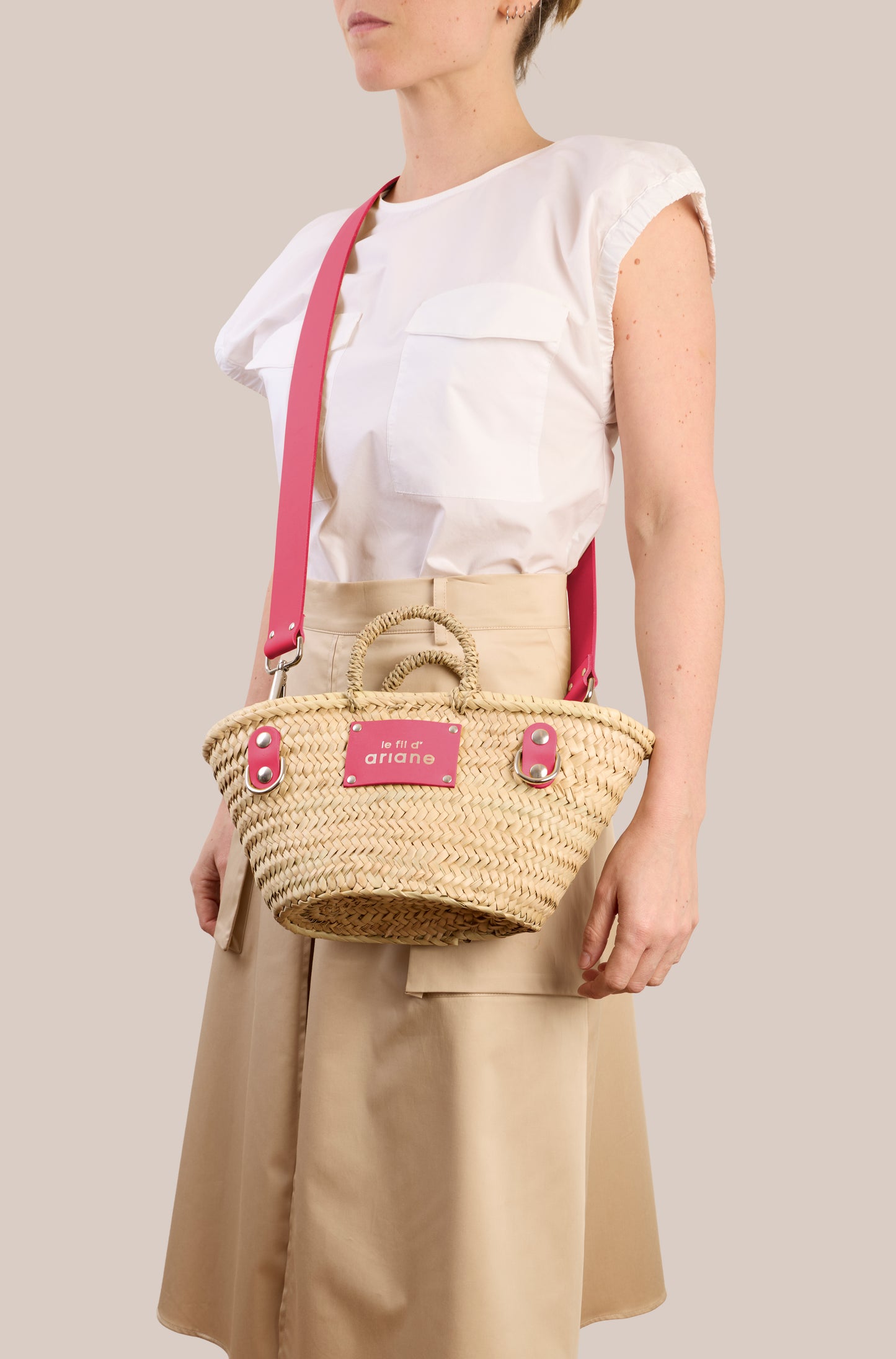 Cesta La mini - Talla XS - Asas anchas rosas