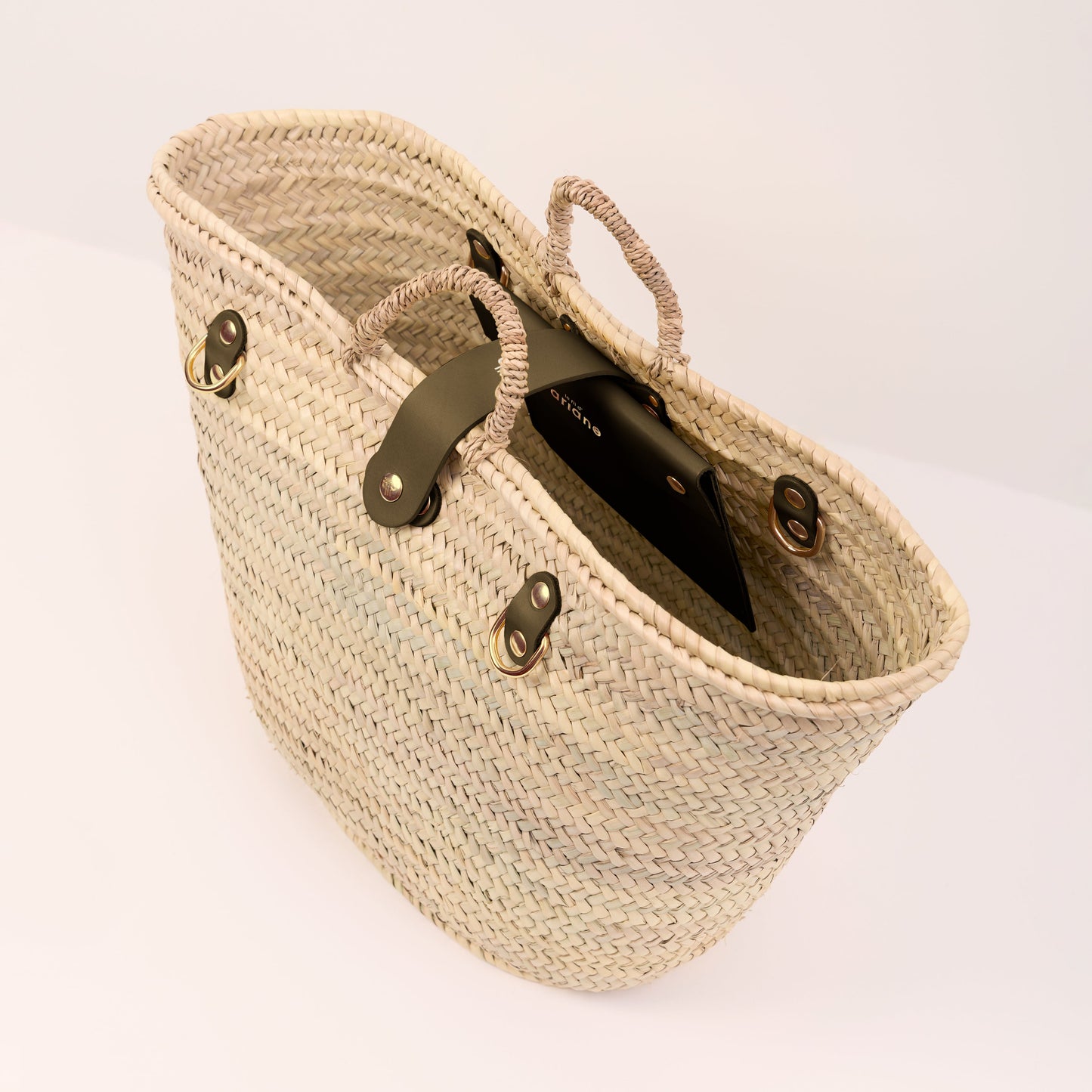 Shopping Basket - Size L - Wide khaki handles