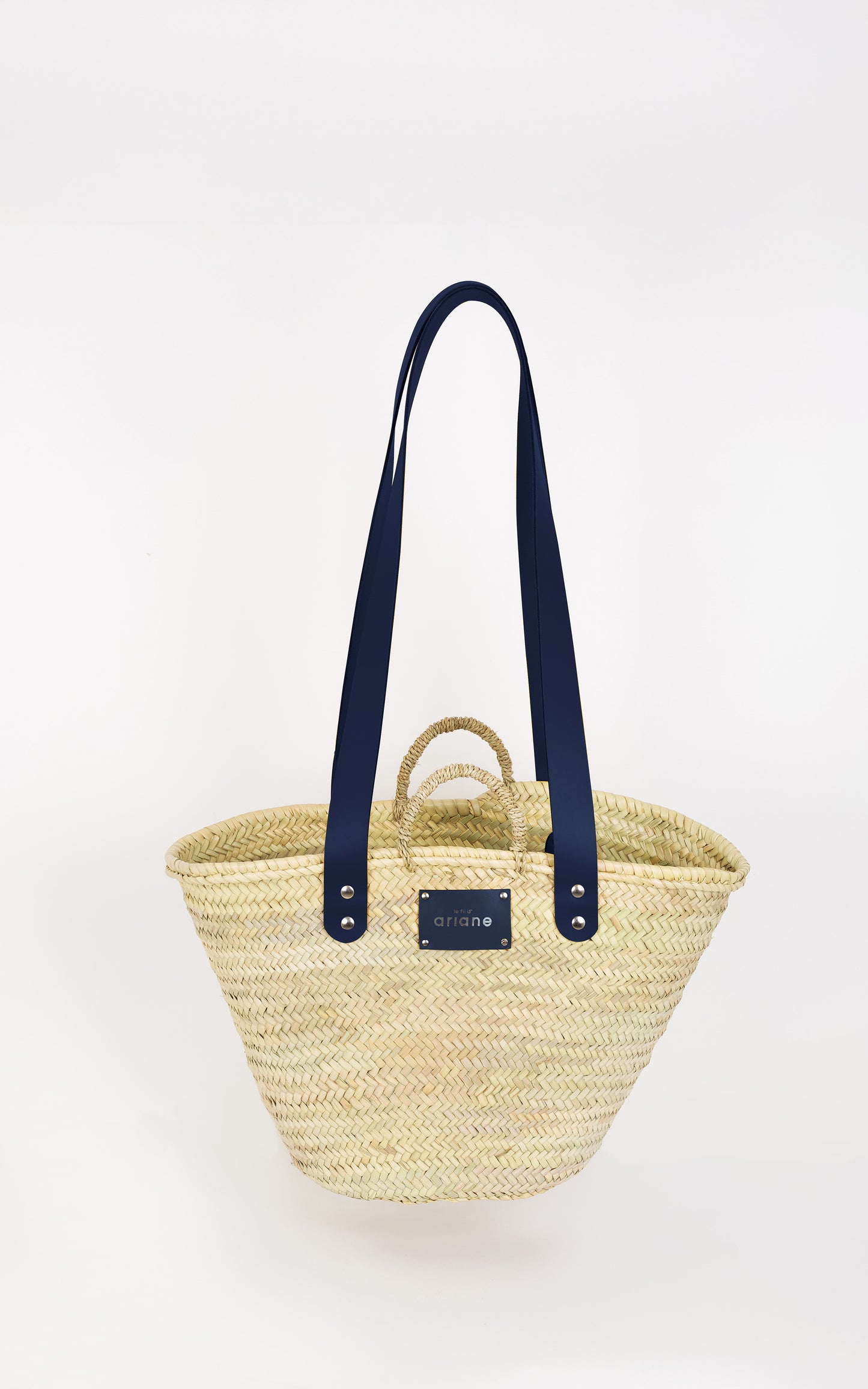 Shopping Basket - Size L - Wide navy blue handles